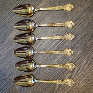 Set of 6 gold plated Teaspoons Rogers Stanley Roberts Royalty